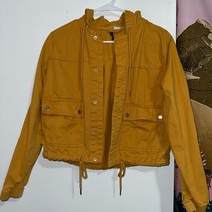 Mustard Yellow Cropped Bomber Jacket